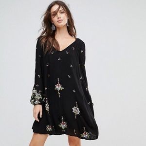 Free People Embroidered Oxford Mini Dress NWOT